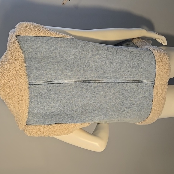 Jason Wu Edit Medium Blue Wash  Sherpa Denim Vest Size Small - Picture 6 of 16